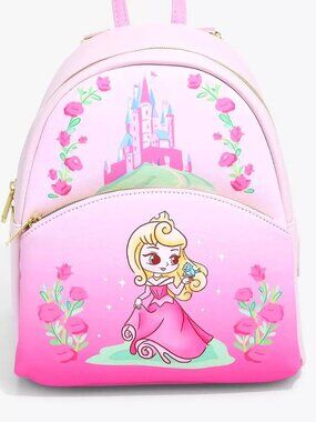 WOMEN'S LOUNGEFLY DISNEY SLEEPING BEAUTY BACKPACK CHIBI PRINCESS AURORA PINK BAG